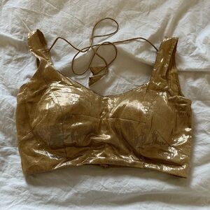 Golden Indian/Pakistani gota designer padded blouse for Saree & Lehenga